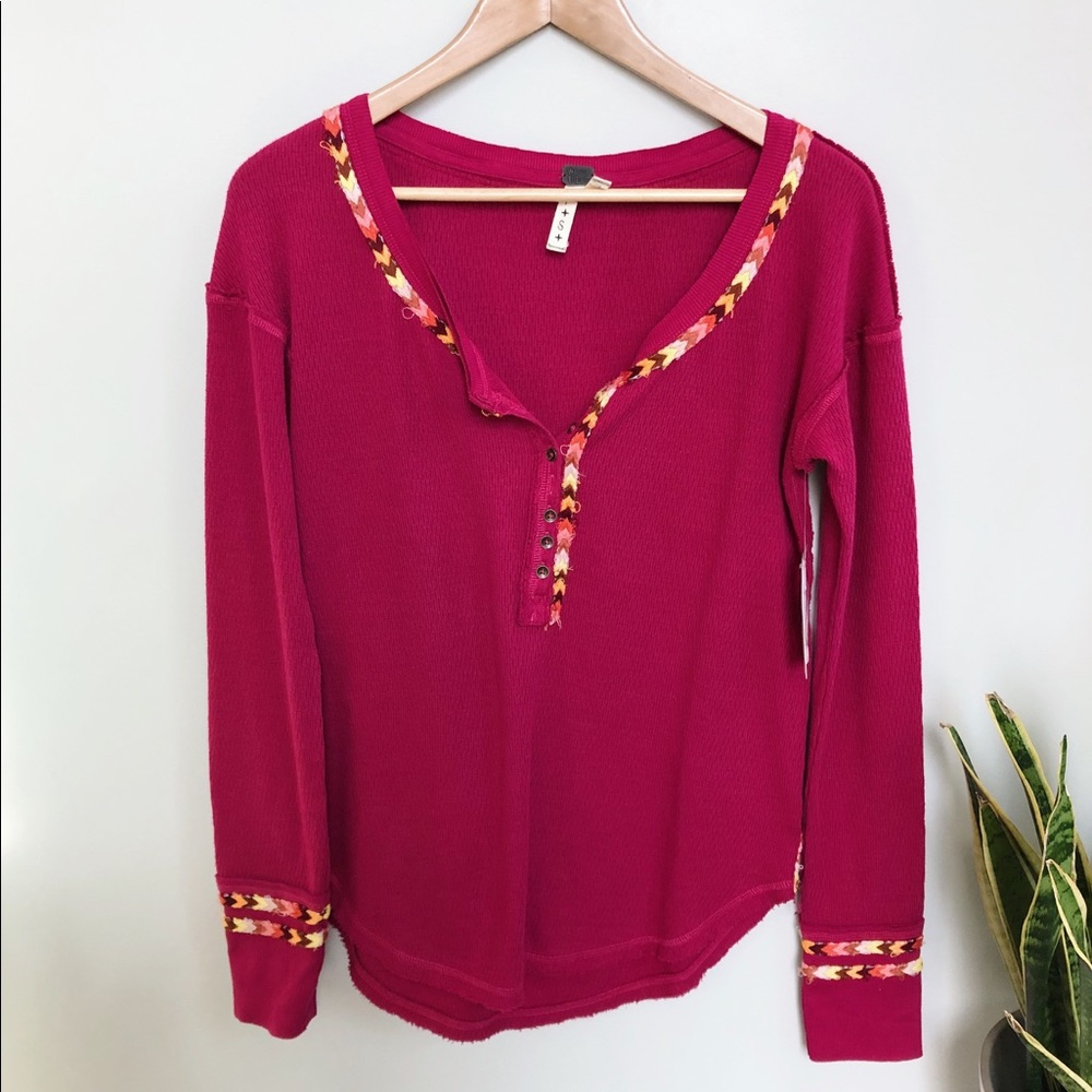 Free People Thermal Embroidered Henley Long Sleeve - Picture 2 of 8